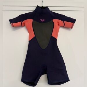 Roxy Girls 8 yo Purple and Pink Short Sleeve Wetsuit
